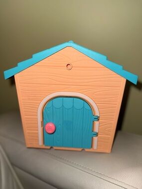 Peach and Teal Kids Playhouse Door - Interactive Dollhouse Accessory